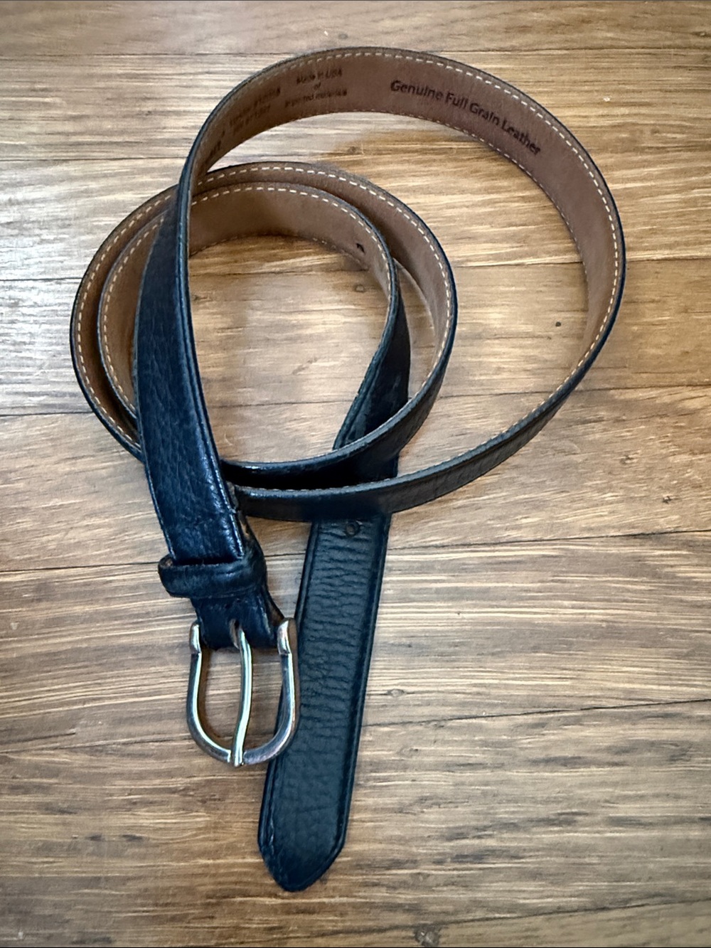 LL Bran chino black leather TV belt